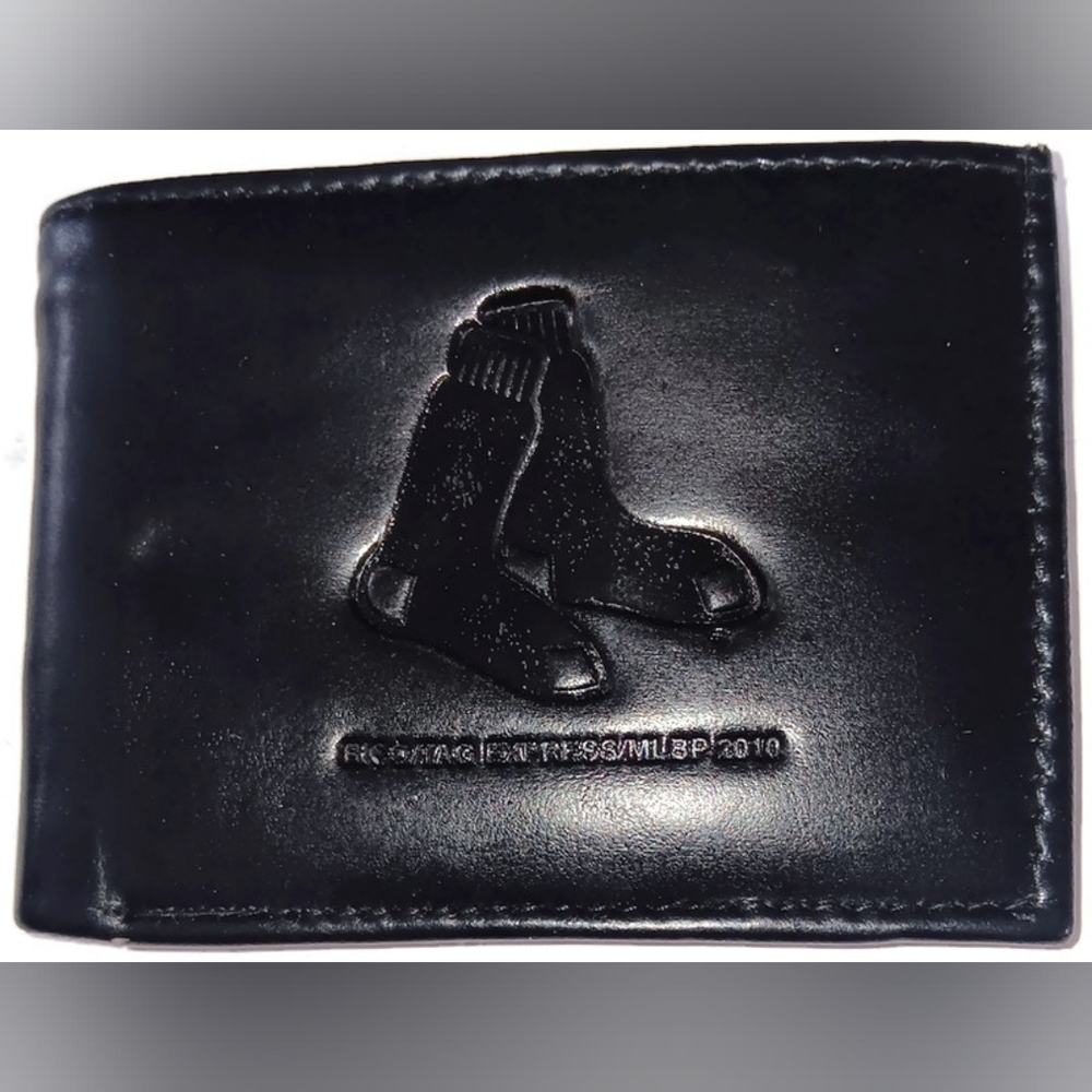 MEN'S BOSTON RED SOX LEATHER BIFOLD BLACK